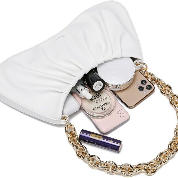 Women Small Faux Leather Shoulder Bag with Gold Chain Evening Clutch Purse main image 5